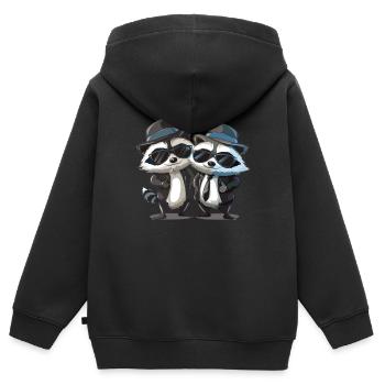 Blues Raccones - Kinder Premium Organic Zip Hoodie - Schwarz - Hinten - AI Model Kid Male (0cm)