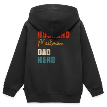 Post Pakete Dienstleistung - Kinder Premium Organic Zip Hoodie - Schwarz - Hinten - AI Model Kid Male (0cm)
