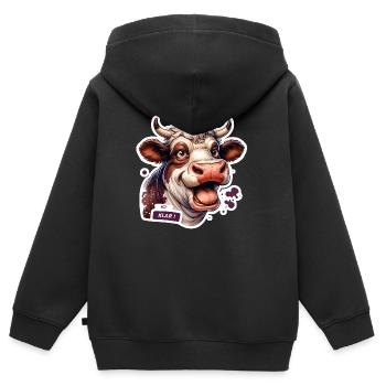 Kuh lustig alles klar - Kinder Premium Organic Zip Hoodie - Schwarz - Hinten - AI Model Kid Male (0cm)