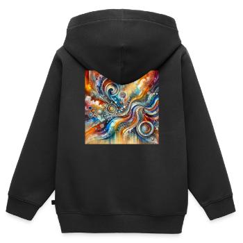 Farbenpraechtige Sinfonie - Abstraktes Gemälde - Kinder Premium Organic Zip Hoodie - Schwarz - Hinten - AI Model Kid Male (0cm)