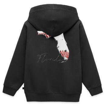 Echter Baseball in der Florida State Landkarte FL - Kinder Premium Organic Zip Hoodie - Schwarz - Hinten - AI Model Kid Male (0cm)