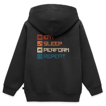 Street Musician Tipping Stage - Kids Premium Organic Zip-up Hoodie - black - Back - AI Model Kid Male (0cm)