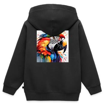 Papagei farbig - Kinder Premium Organic Zip Hoodie - Schwarz - Hinten - AI Model Kid Male (0cm)