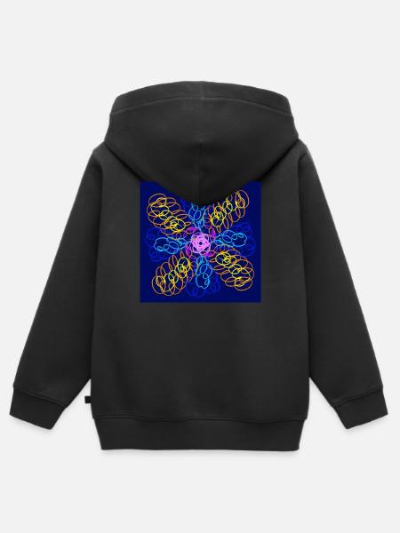 Doodle Blume - Kinder Premium Organic Zip Hoodie - Schwarz