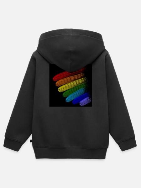 Regenbogen-Streifen - Kinder Premium Organic Zip Hoodie - Schwarz