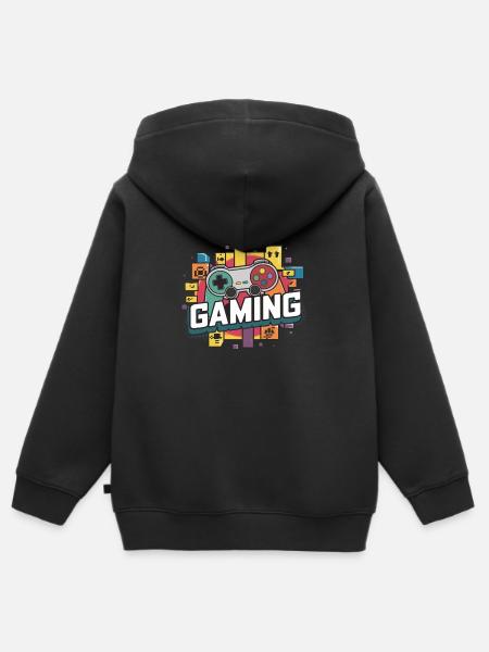 Gaming - Controller - Kinder Premium Organic Zip Hoodie - Schwarz