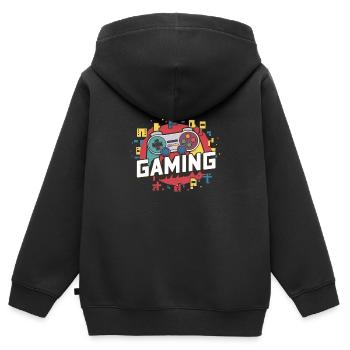 Jeux - Manettes - Sweat Premium à capuche zippé enfant bio - noir - Dos - AI Model Kid Male (0cm)