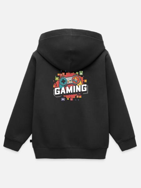 Gaming - Controller - Kinder Premium Organic Zip Hoodie - Schwarz