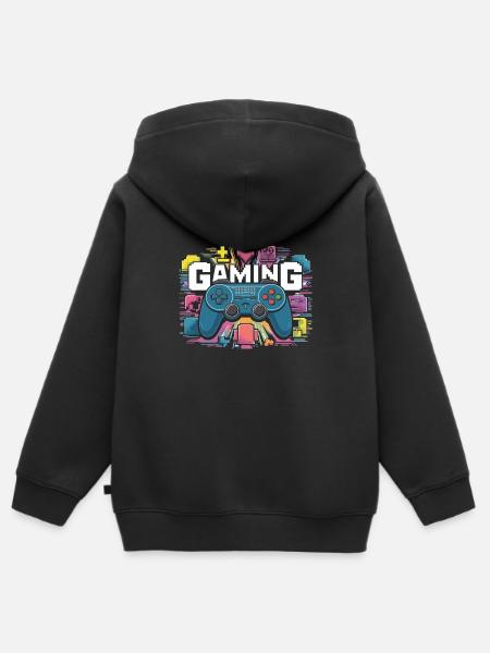 Gaming - Controller - Kinder Premium Organic Zip Hoodie - Schwarz