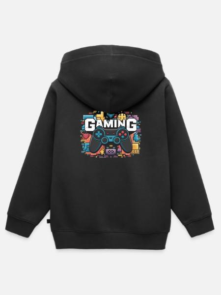 Gaming - Controller - Kinder Premium Organic Zip Hoodie - Schwarz