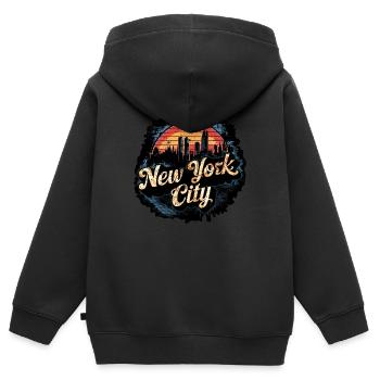 New York - Reisen Vereinigte Staaten - Kinder Premium Organic Zip Hoodie - Schwarz - Hinten - AI Model Kid Male (0cm)