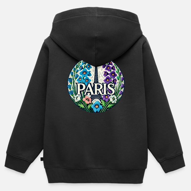 Paris - Sweat Premium à capuche zippé enfant bio - noir