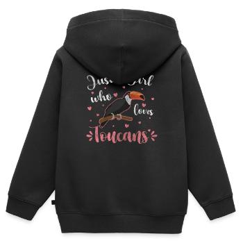 Tukan Tropen Schnabel Fliegen - Kinder Premium Organic Zip Hoodie - Schwarz - Hinten - AI Model Kid Male (0cm)