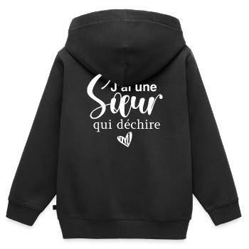 J ai une Sœur qui déchire - Sweat Premium à capuche zippé enfant bio - noir - Dos - AI Model Kid Male (0cm)