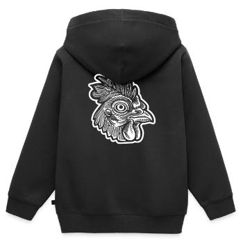 Huhn Hühnerstall - Kinder Premium Organic Zip Hoodie - Schwarz - Hinten - AI Model Kid Male (0cm)