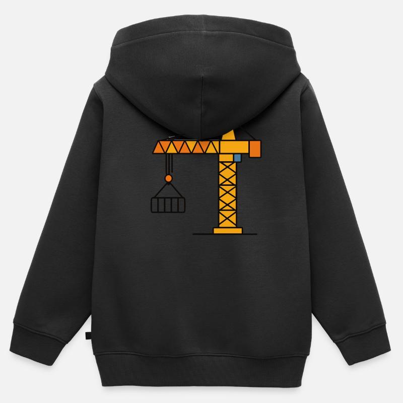 Grue de construction - grutier - Sweat Premium à capuche zippé enfant bio - noir