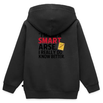 Je ne suis pas un petit malin, je sais vraiment mieux - Sweat Premium à capuche zippé enfant bio - noir - Dos - AI Model Kid Male (0cm)