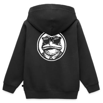 Crapaud grenouille - Sweat Premium à capuche zippé enfant bio - noir - Dos - AI Model Kid Male (0cm)