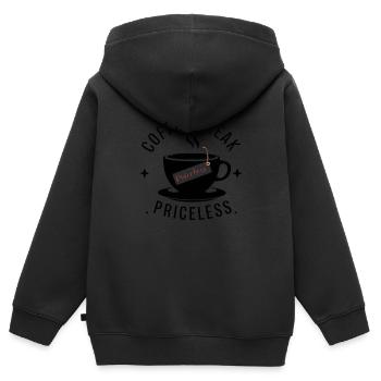 Kaffeepause - unbezahlbar - Kinder Premium Organic Zip Hoodie - Schwarz - Hinten - AI Model Kid Male (0cm)