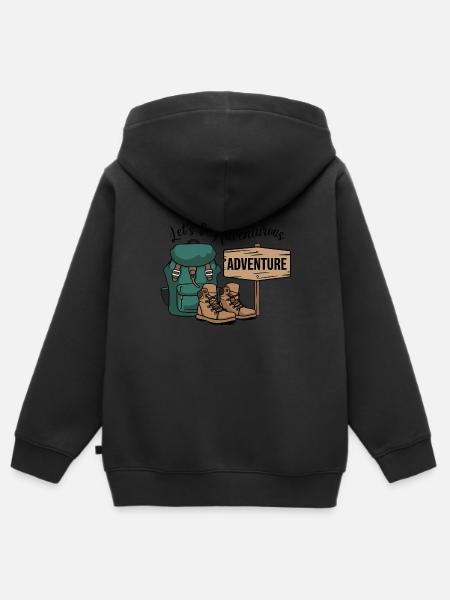 Lass uns abenteuerlich sein. - Kinder Premium Organic Zip Hoodie - Schwarz