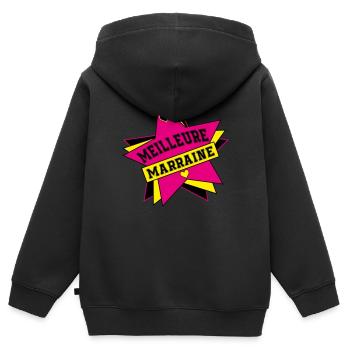 BESTE STORY - Kinder Premium Organic Zip Hoodie - Schwarz - Hinten - AI Model Kid Male (0cm)