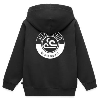 Surfeur Windchild - Sweat Premium à capuche zippé enfant bio - noir - Dos - AI Model Kid Male (0cm)