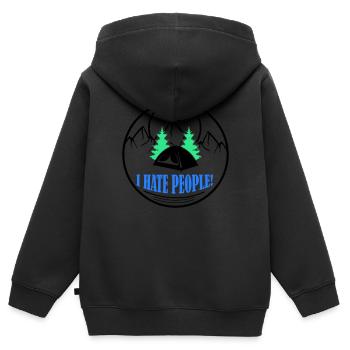 i hate people - Kinder Premium Organic Zip Hoodie - Schwarz - Hinten - AI Model Kid Male (0cm)