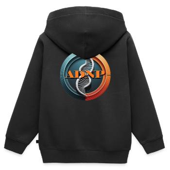 ANDP - Syndrom - GEN - Kinder Premium Organic Zip Hoodie - Schwarz - Hinten - AI Model Kid Male (0cm)
