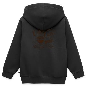 Café et gâteau – le duo parfait. - Sweat Premium à capuche zippé enfant bio - noir - Dos - AI Model Kid Male (0cm)