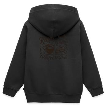Café et gâteau – le duo parfait. - Sweat Premium à capuche zippé enfant bio - noir - Dos - AI Model Kid Male (0cm)