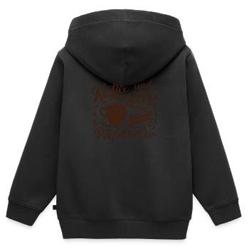Kaffee und Kuchen – das perfekte Duo. - Kinder Premium Organic Zip Hoodie - Schwarz - Hinten - AI Model Kid Male (0cm)