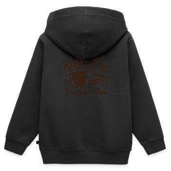 Café et gâteau – le duo parfait. - Sweat Premium à capuche zippé enfant bio - noir - Dos - AI Model Kid Male (0cm)