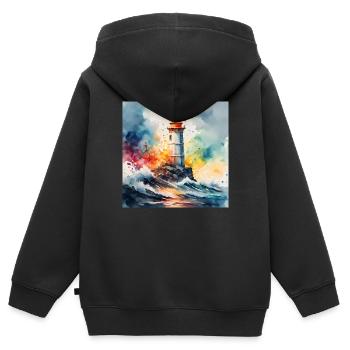 Phare - Sweat Premium à capuche zippé enfant bio - noir - Dos - AI Model Kid Male (0cm)