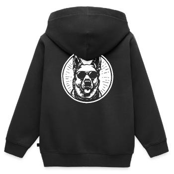 Schäferhund Hund Hundekopf - Kinder Premium Organic Zip Hoodie - Schwarz - Hinten - AI Model Kid Male (0cm)