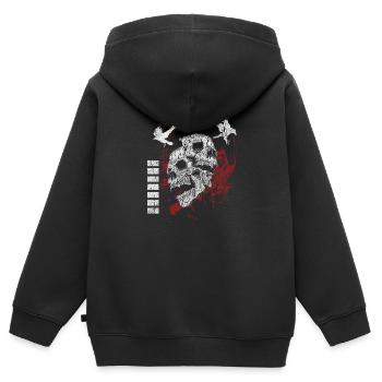Tatouage Cool Raven Trash - Sweat Premium à capuche zippé enfant bio - noir - Dos - AI Model Kid Male (0cm)