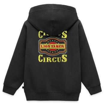 Manege Athlet Affenzirkus - Kinder Premium Organic Zip Hoodie - Schwarz - Hinten - AI Model Kid Male (0cm)