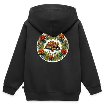 Tortue-boîte - Sweat Premium à capuche zippé enfant bio - noir - Dos - AI Model Kid Male (0cm)
