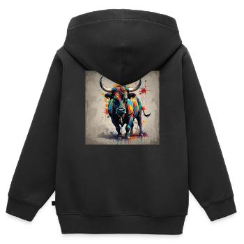 Bulle farbig - Kinder Premium Organic Zip Hoodie - Schwarz - Hinten - AI Model Kid Male (0cm)