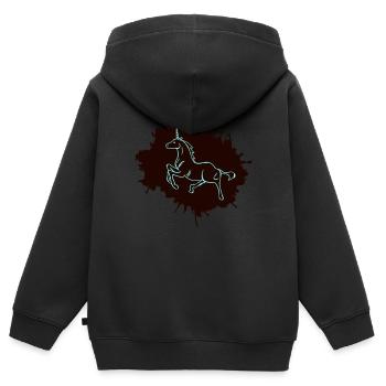 unicorn klecks - Kinder Premium Organic Zip Hoodie - Schwarz - Hinten - AI Model Kid Male (0cm)