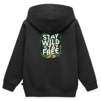 Bleib wild, bleib frei - Kinder Premium Organic Zip Hoodie - Schwarz - Hinten - AI Model Kid Male (0cm)