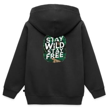 Bleib wild, bleib frei - Kinder Premium Organic Zip Hoodie - Schwarz - Hinten - AI Model Kid Male (0cm)
