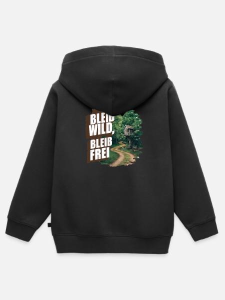 Bleib wild, bleib frei - Kinder Premium Organic Zip Hoodie - Schwarz