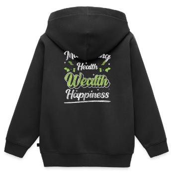 Argent Fortune Bonheur - Sweat Premium à capuche zippé enfant bio - noir - Dos - AI Model Kid Male (0cm)