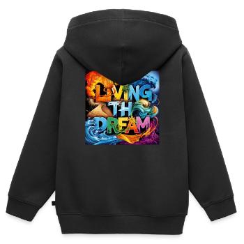 Vivre le rêve - Sweat Premium à capuche zippé enfant bio - noir - Dos - AI Model Kid Male (0cm)