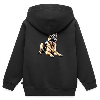 Deutscher Schäferhund - Kinder Premium Organic Zip Hoodie - Schwarz - Hinten - AI Model Kid Male (0cm)