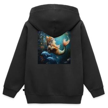 catfish - Kinder Premium Organic Zip Hoodie - Schwarz - Hinten - AI Model Kid Male (0cm)