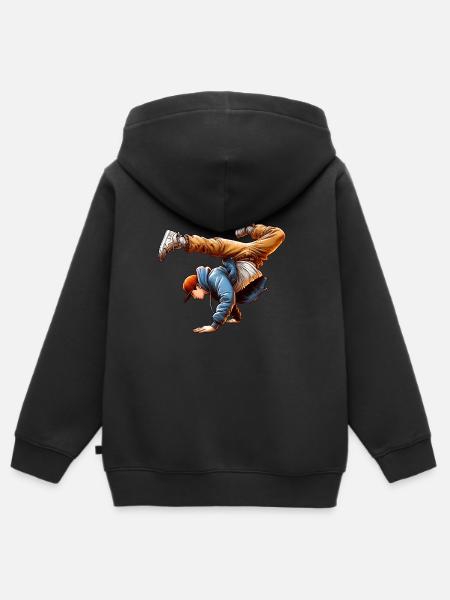 Energetische Breakdance-Tanzschritte - Kinder Premium Organic Zip Hoodie - Schwarz
