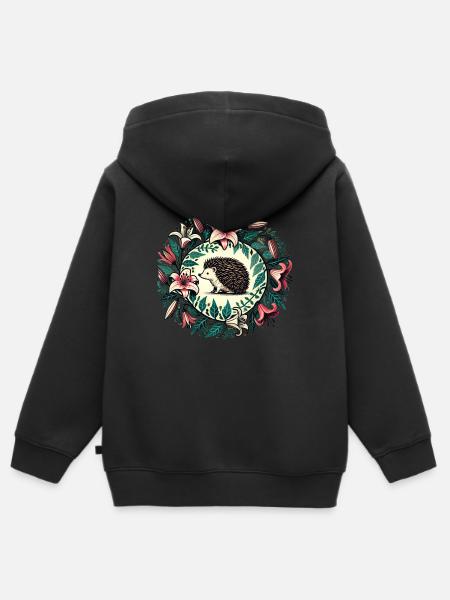 Igel - Kinder Premium Organic Zip Hoodie - Schwarz