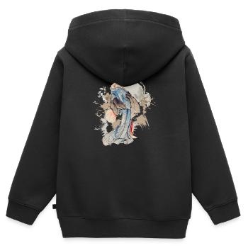 Asien Drachen Legenden Märchen - Kinder Premium Organic Zip Hoodie - Schwarz - Hinten - AI Model Kid Male (0cm)