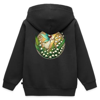 Maiglöckchen Fee - Kinder Premium Organic Zip Hoodie - Schwarz - Hinten - AI Model Kid Male (0cm)